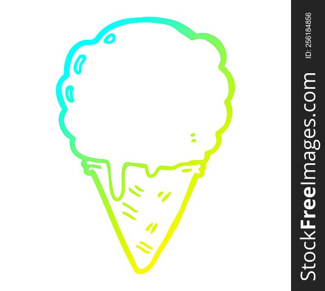 Cold Gradient Line Drawing Cartoon Ice Cream