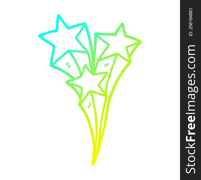 cold gradient line drawing of a cartoon shooting stars