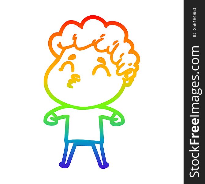 rainbow gradient line drawing of a cartoon man pouting