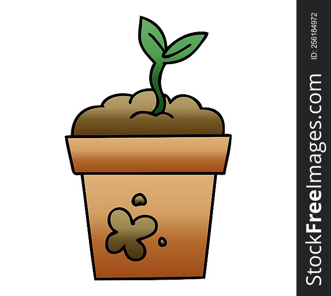 gradient shaded quirky cartoon seedling. gradient shaded quirky cartoon seedling