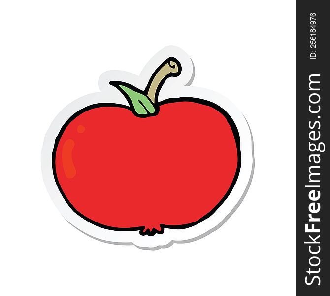 Sticker Of A Cartoon Apple