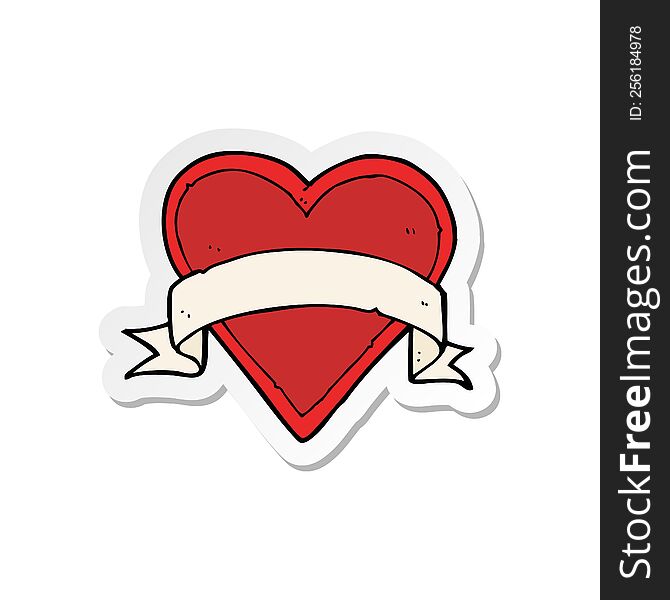Sticker Of A Cartoon Love Heart Tattoo
