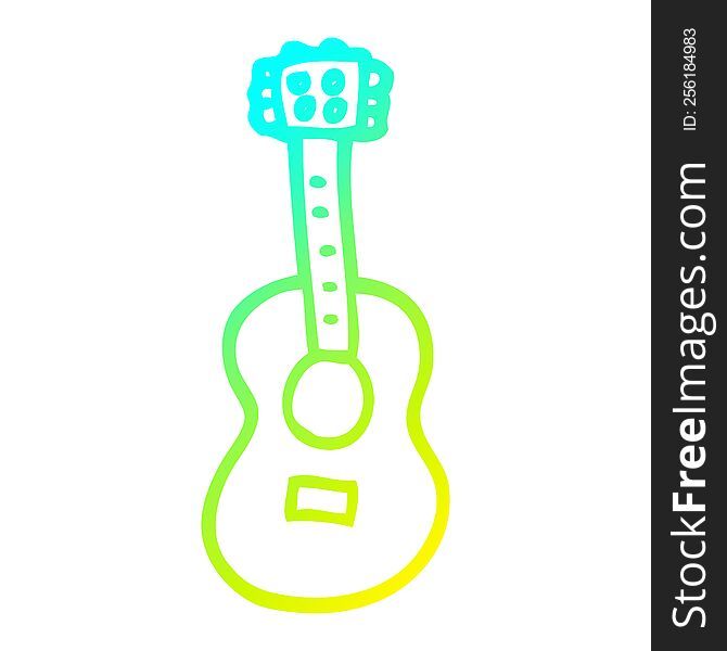 Cold Gradient Line Drawing Cartoon Guitar