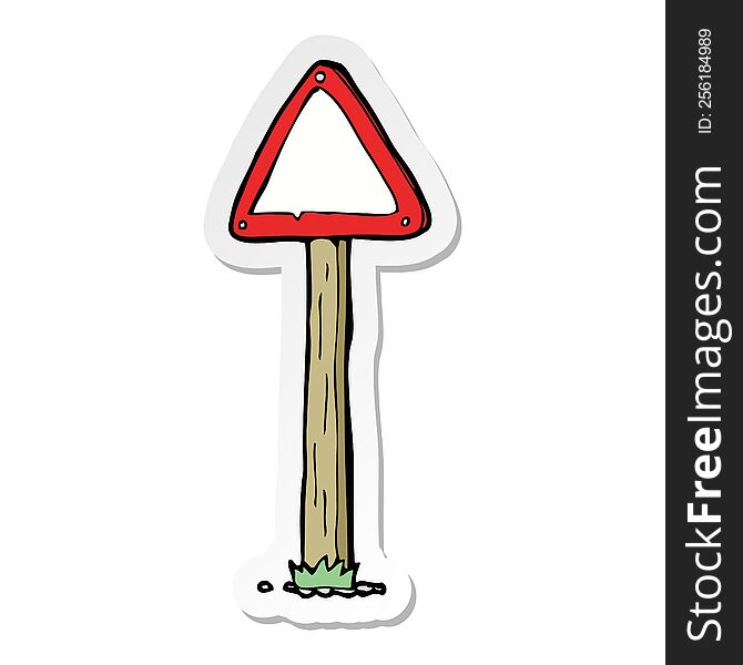sticker of a cartoon road sign