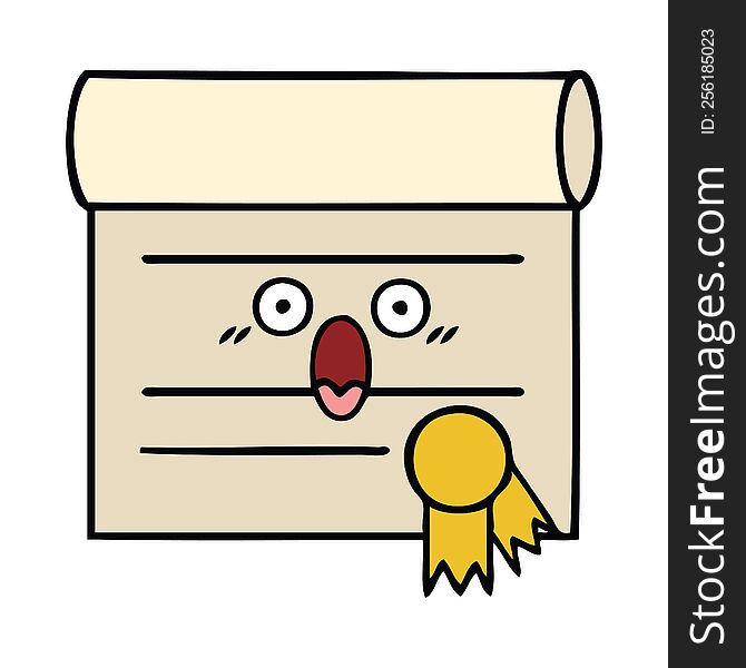 cute cartoon of a certificate. cute cartoon of a certificate