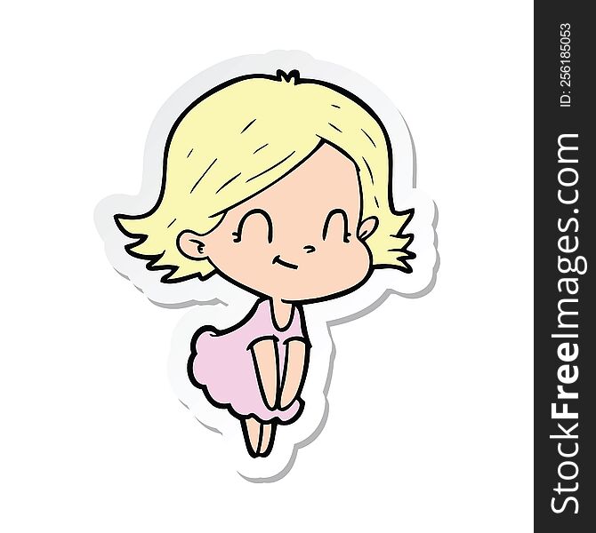 Sticker Of A Cartoon Friendly Girl