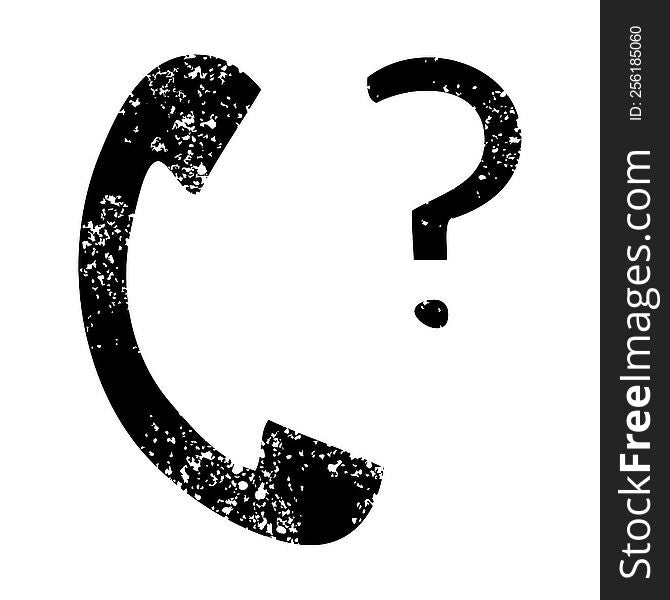 distressed symbol of a telephone receiver with question mark