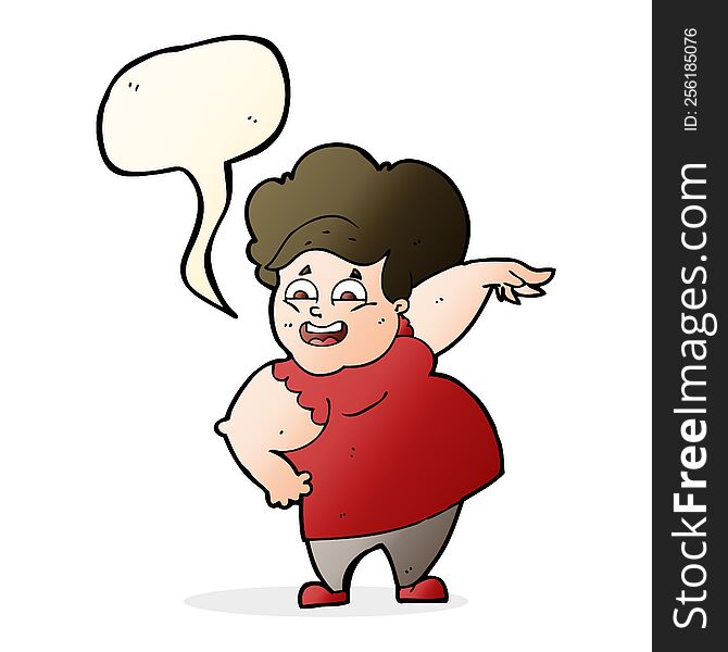 Cartoon Oveweight Woman With Speech Bubble