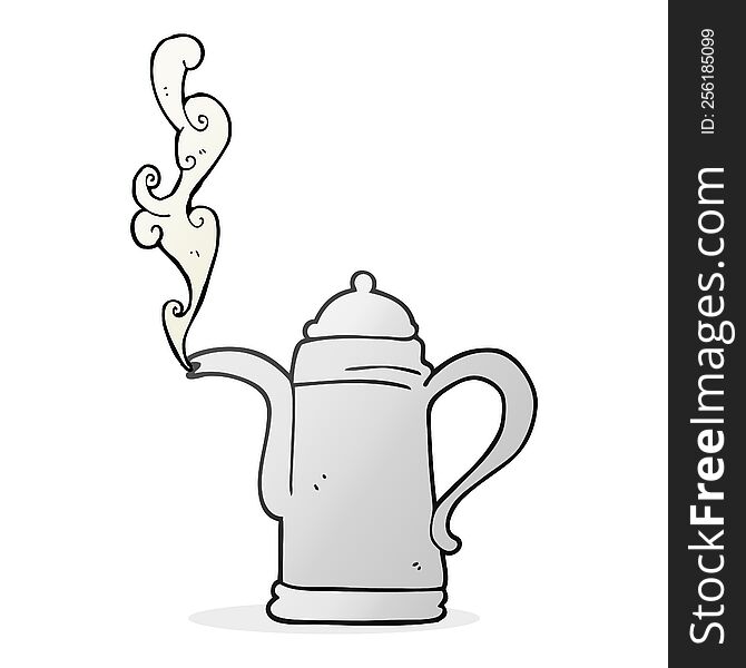 Cartoon Steaming Coffee Kettle