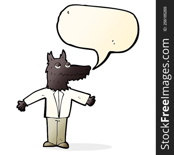 Cartoon Wolf With Speech Bubble
