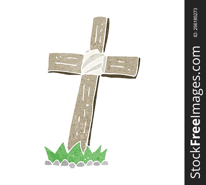 cartoon wooden cross grave