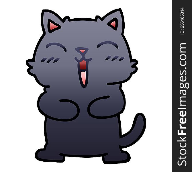 Quirky Gradient Shaded Cartoon Black Cat