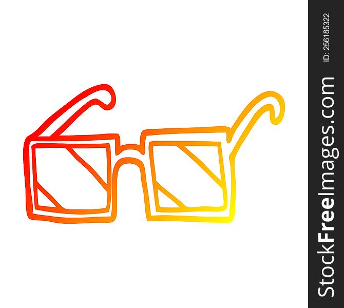 warm gradient line drawing of a cartoon square sunglasses