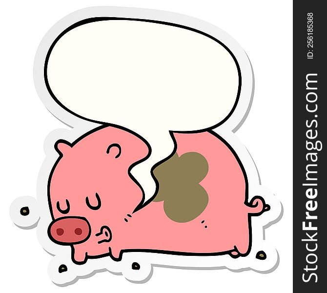 Cute Cartoon Pig And Speech Bubble Sticker