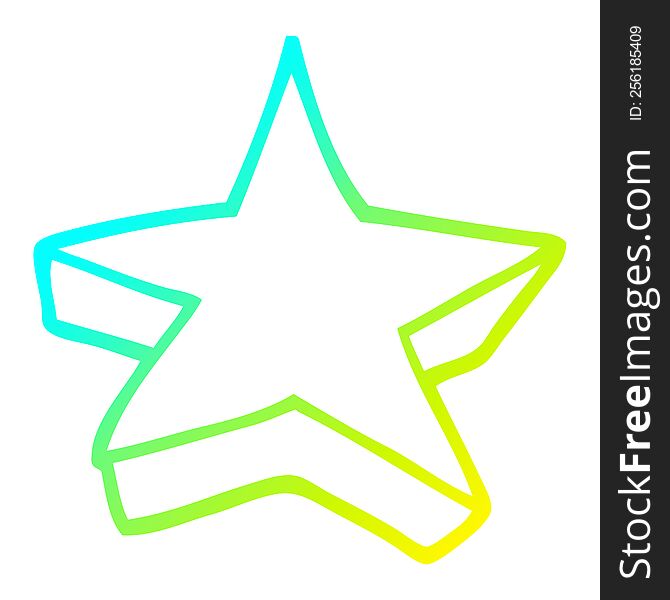 Cold Gradient Line Drawing Cartoon Star