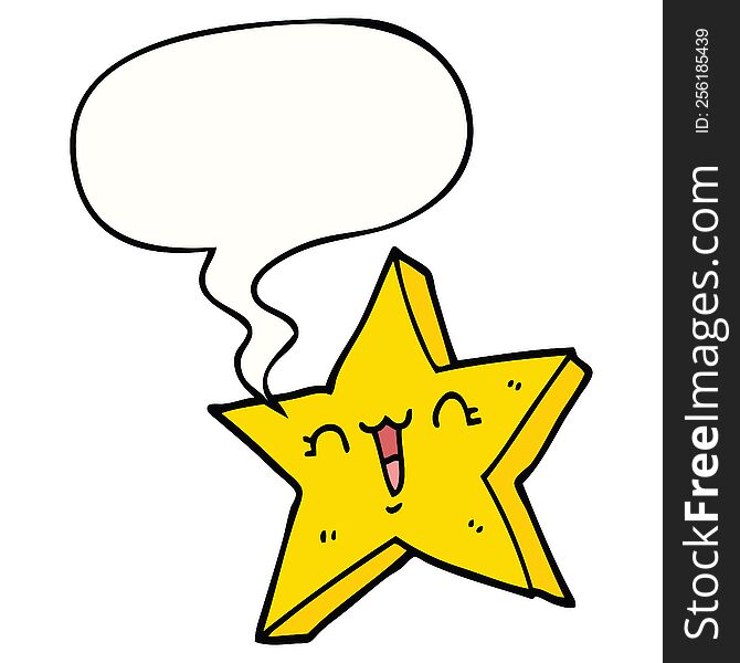 Cute Cartoon Star And Speech Bubble