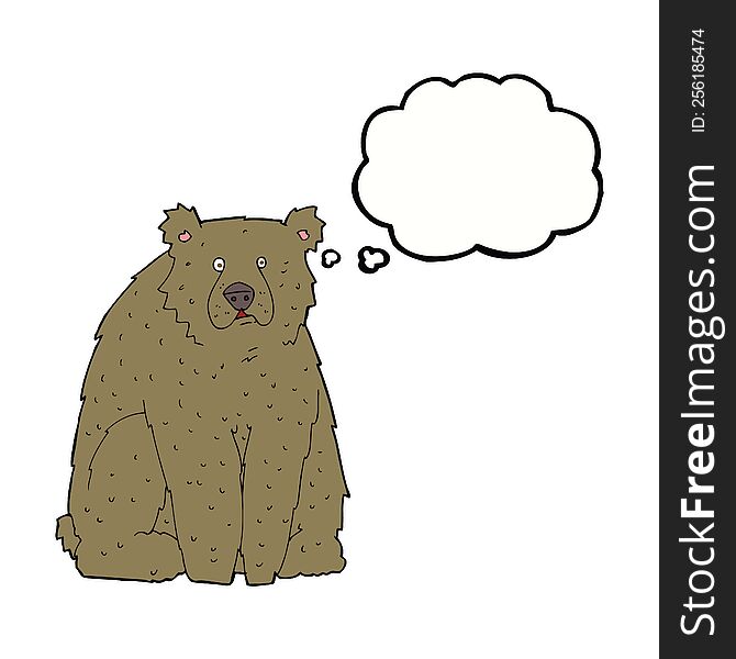 Cartoon Funny Bear With Thought Bubble