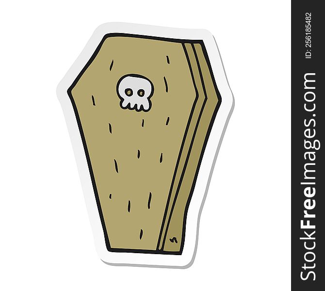 Sticker Of A Cartoon Halloween Coffin