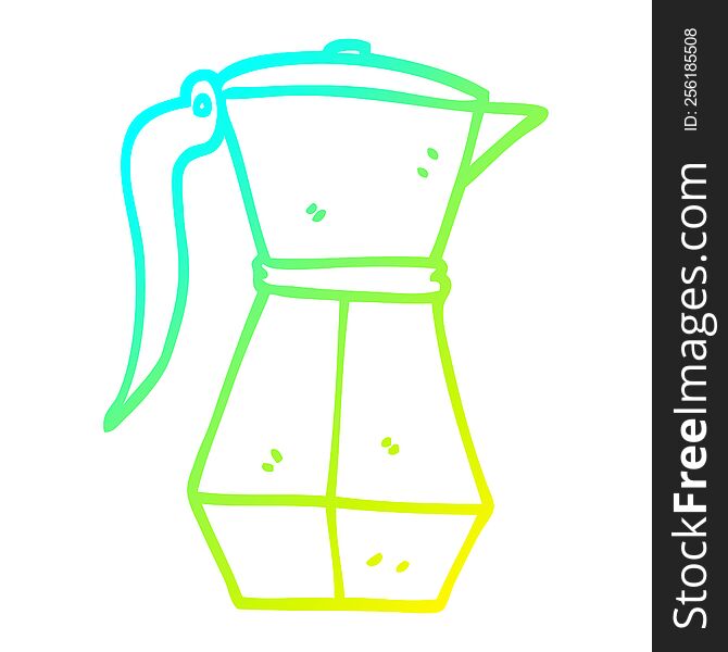 cold gradient line drawing cartoon espresso coffee pot