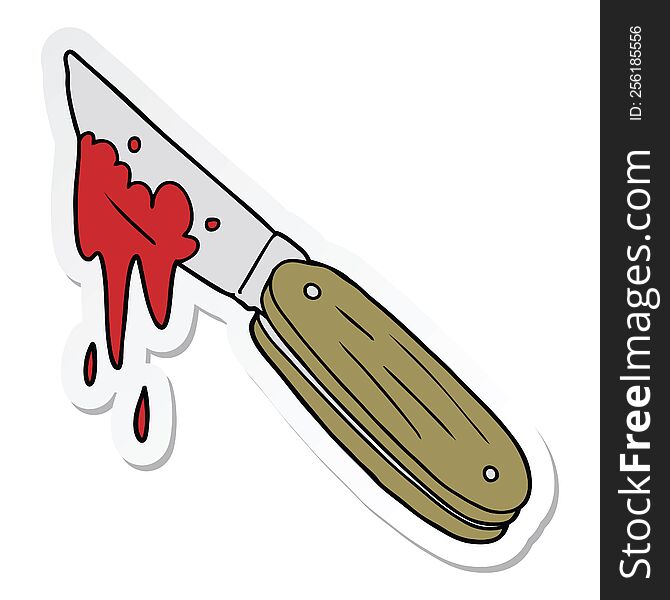 sticker of a cartoon bloody knife