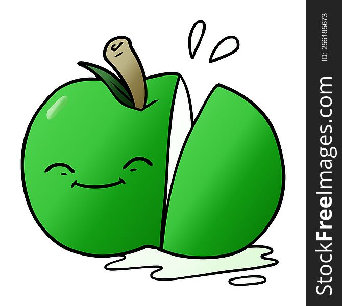 cartoon sliced apple. cartoon sliced apple