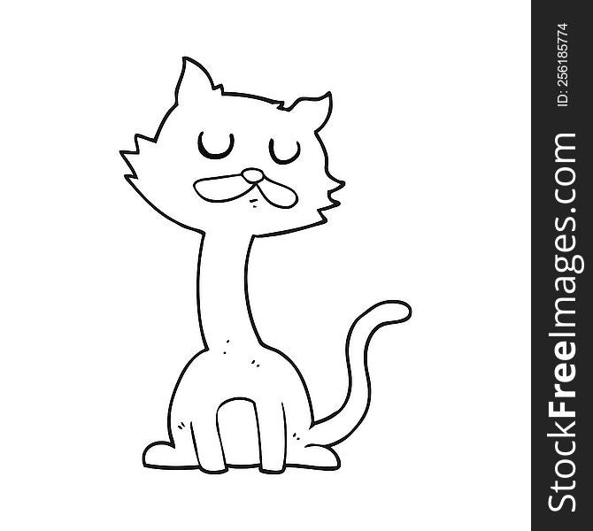 Black And White Cartoon Cat