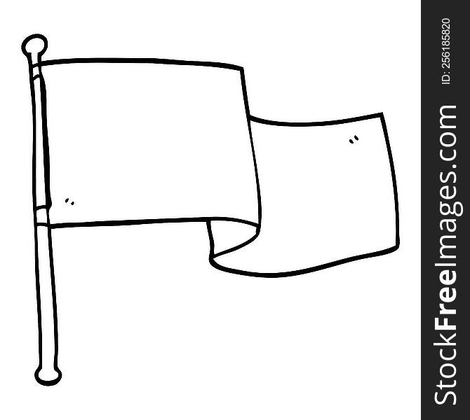 Line Drawing Cartoon White Flag Waving