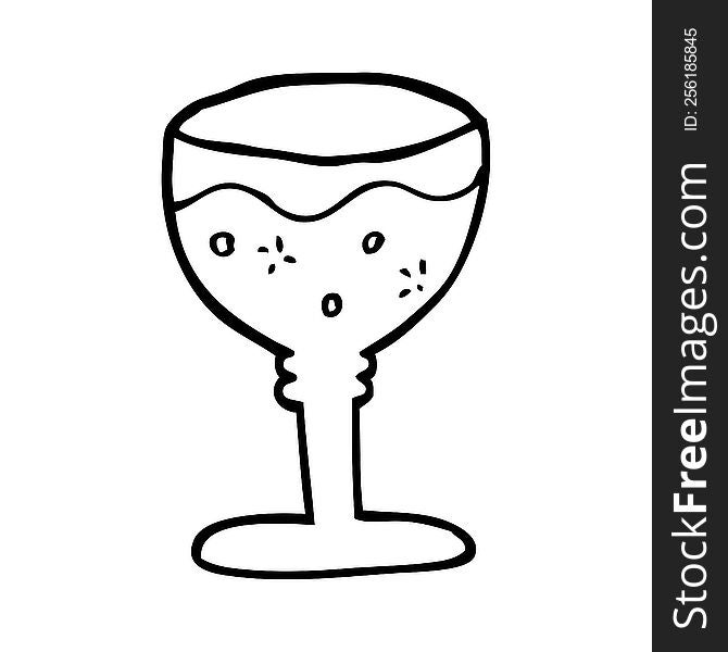 line drawing cartoon glass of red wine