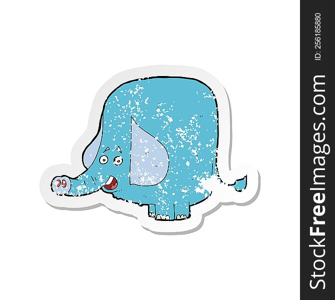Retro Distressed Sticker Of A Cartoon Funny Elephant