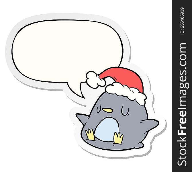 cute cartoon penguin and speech bubble sticker