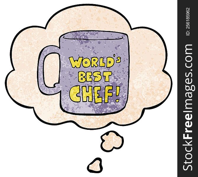 Worlds Best Chef Mug And Thought Bubble In Grunge Texture Pattern Style