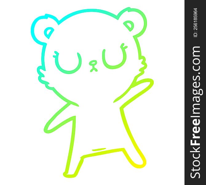 Cold Gradient Line Drawing Peaceful Cartoon Bear