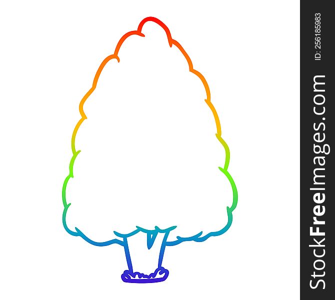rainbow gradient line drawing of a tall tree