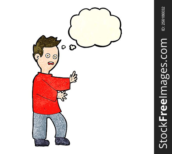 Cartoon Shocked Man With Thought Bubble