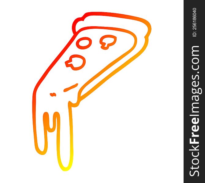 warm gradient line drawing of a cartoon pizza slice