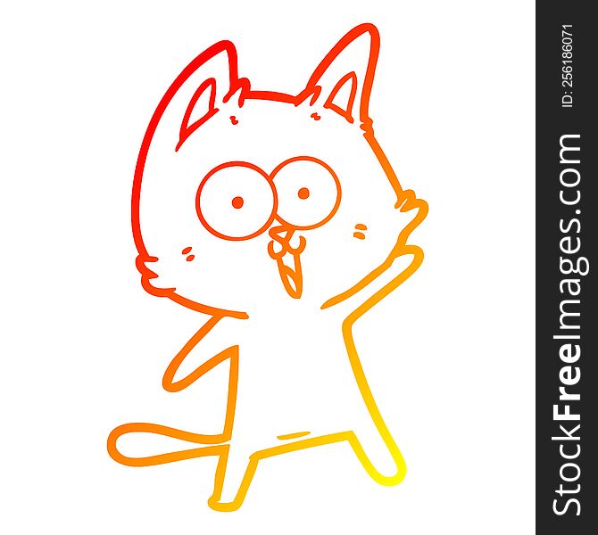 Warm Gradient Line Drawing Funny Cartoon Cat