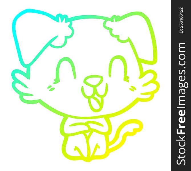 cold gradient line drawing of a laughing cartoon dog