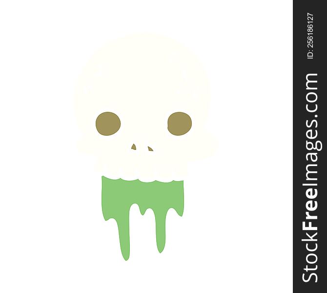 flat color style cartoon spooky halloween skull