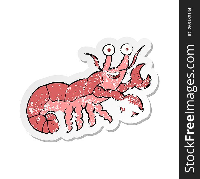 retro distressed sticker of a cartoon lobster