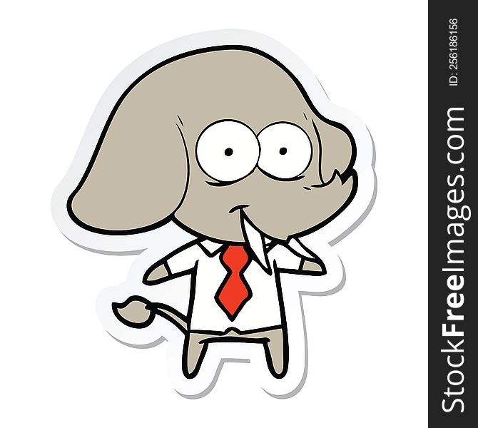 sticker of a happy cartoon elephant boss