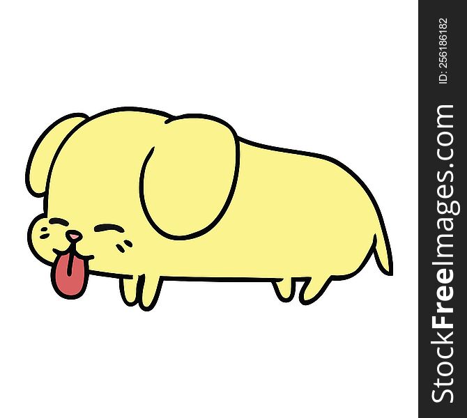 freehand drawn cartoon of cute kawaii dog