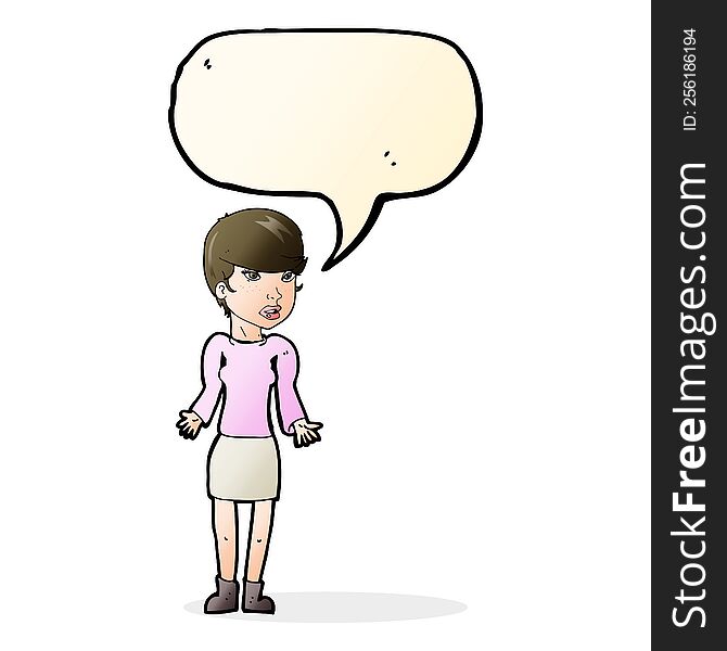 cartoon confused woman with speech bubble