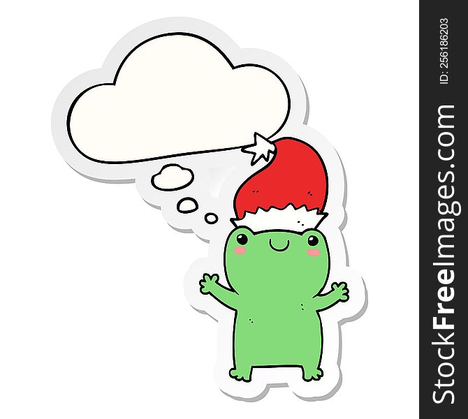 Cute Christmas Frog And Thought Bubble As A Printed Sticker