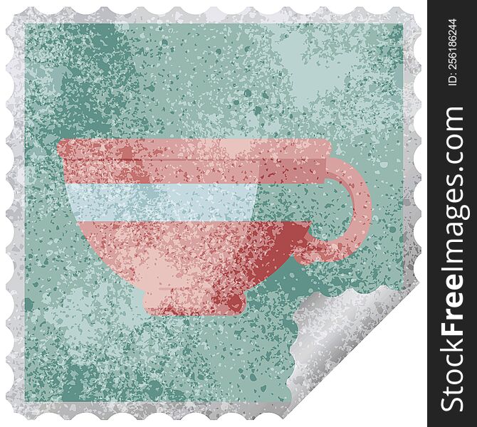 coffee cup graphic square sticker stamp. coffee cup graphic square sticker stamp