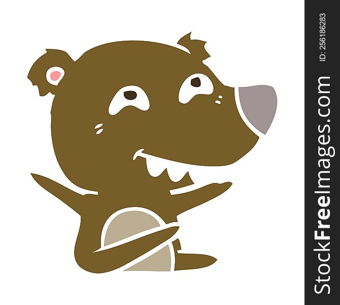 flat color style cartoon bear showing teeth