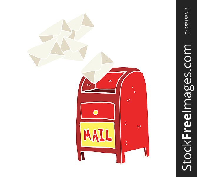 Flat Color Illustration Of A Cartoon Mail Box