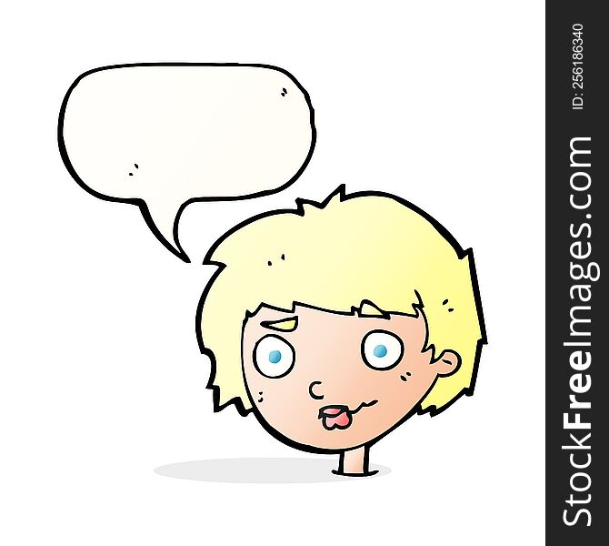 Cartoon Confused Woman With Speech Bubble