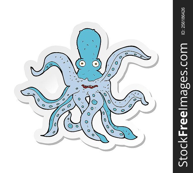 Sticker Of A Cartoon Giant Octopus