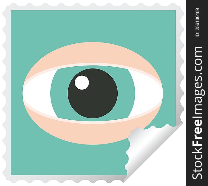 staring eye graphic square sticker stamp. staring eye graphic square sticker stamp