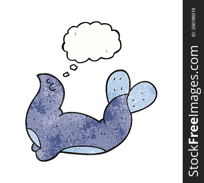 freehand drawn thought bubble textured cartoon seal